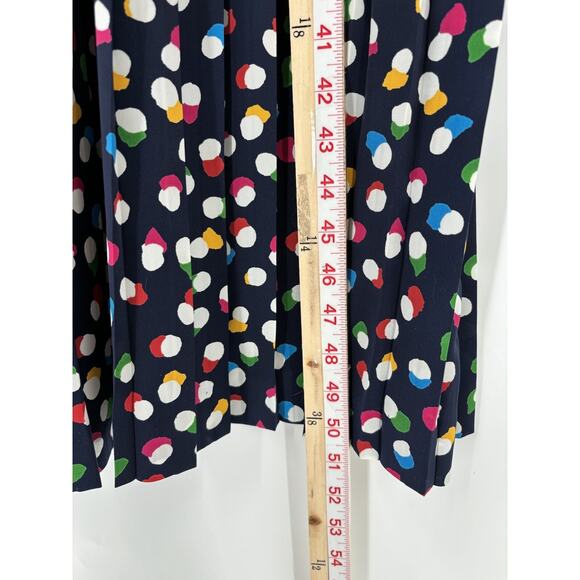 Liz Roberts Vintage Dress Womens Large XL Blue Polka Dot Pleated Button Front - Picture 14 of 15